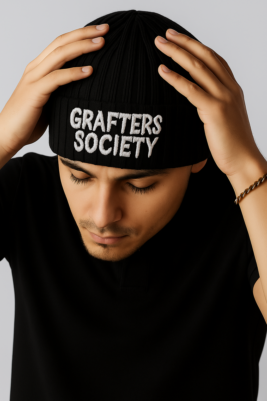 Grafters Society Logo Thinsulate Beanie Hat - Black