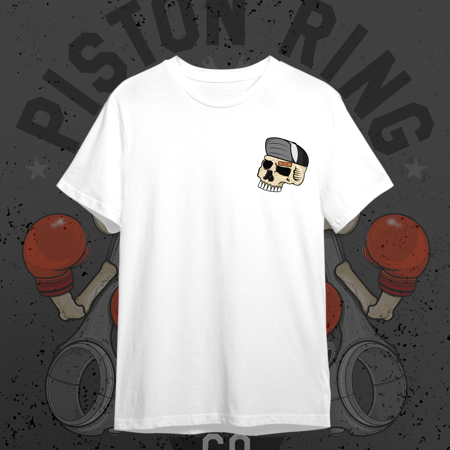 Piston Rings Full Colour - White Tee