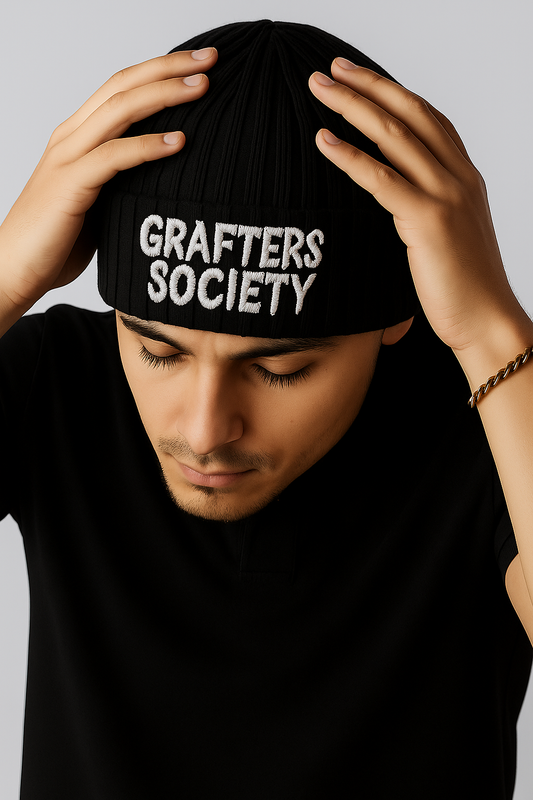 Grafters Society Logo Thinsulate Beanie Hat - Black