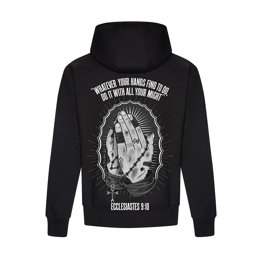 Praying Hands - Black Hoodie - Big Lads