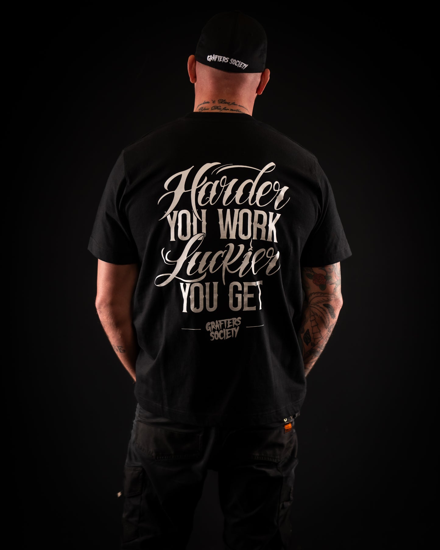 Grafters Society Harder You Work Black Tee