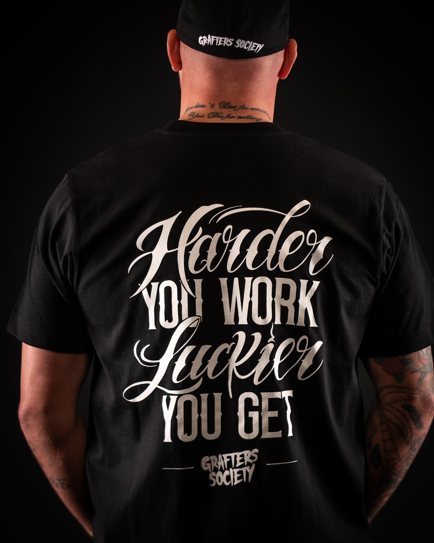 Grafters Society Harder You Work Black Tee