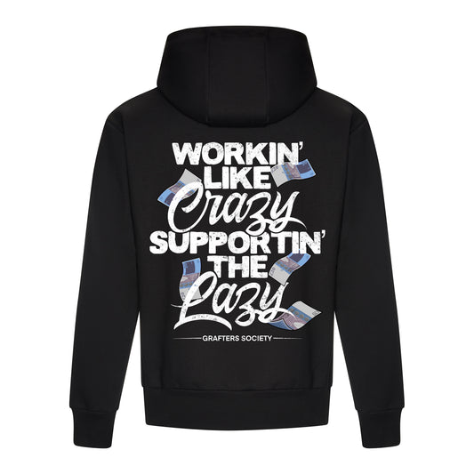 Supporting the Lazy - Black Hoodie Big Lads