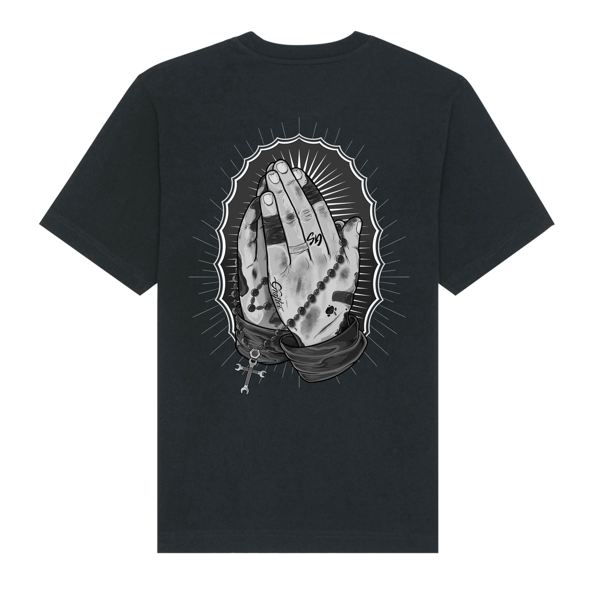 Praying Hands New - Black T-shirt